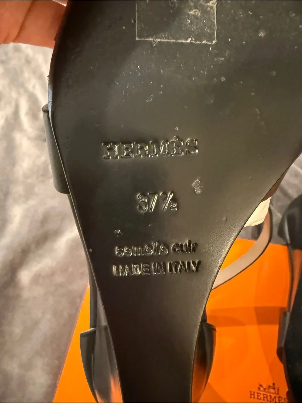 Hermes Legend Black Ankle-Strap Wedge Sandals